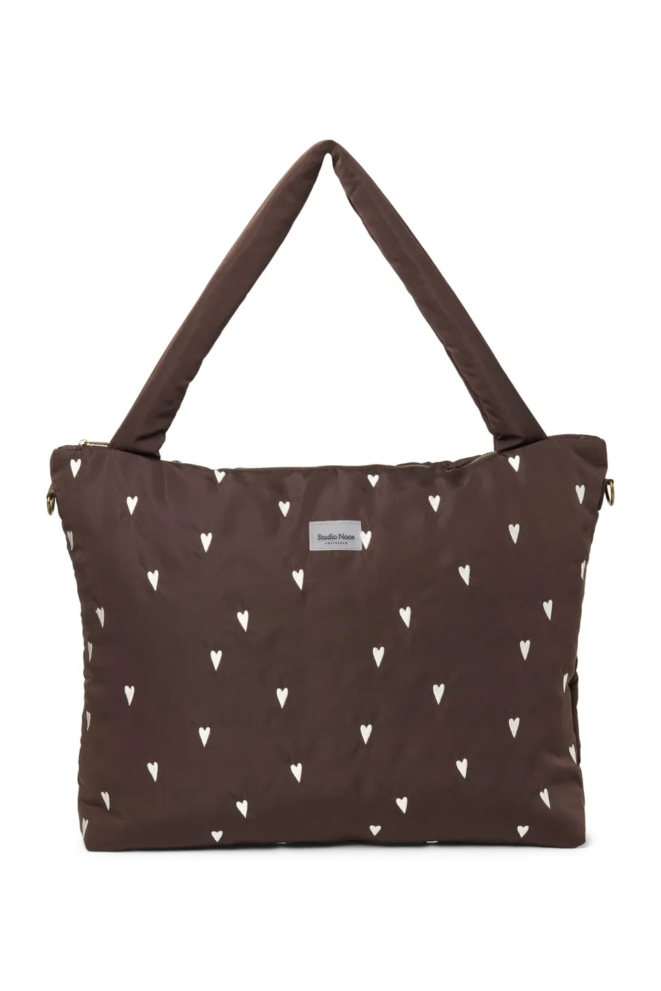 Studio Noos Puffy Wickeltasche Brown Hearts wasserabweisend