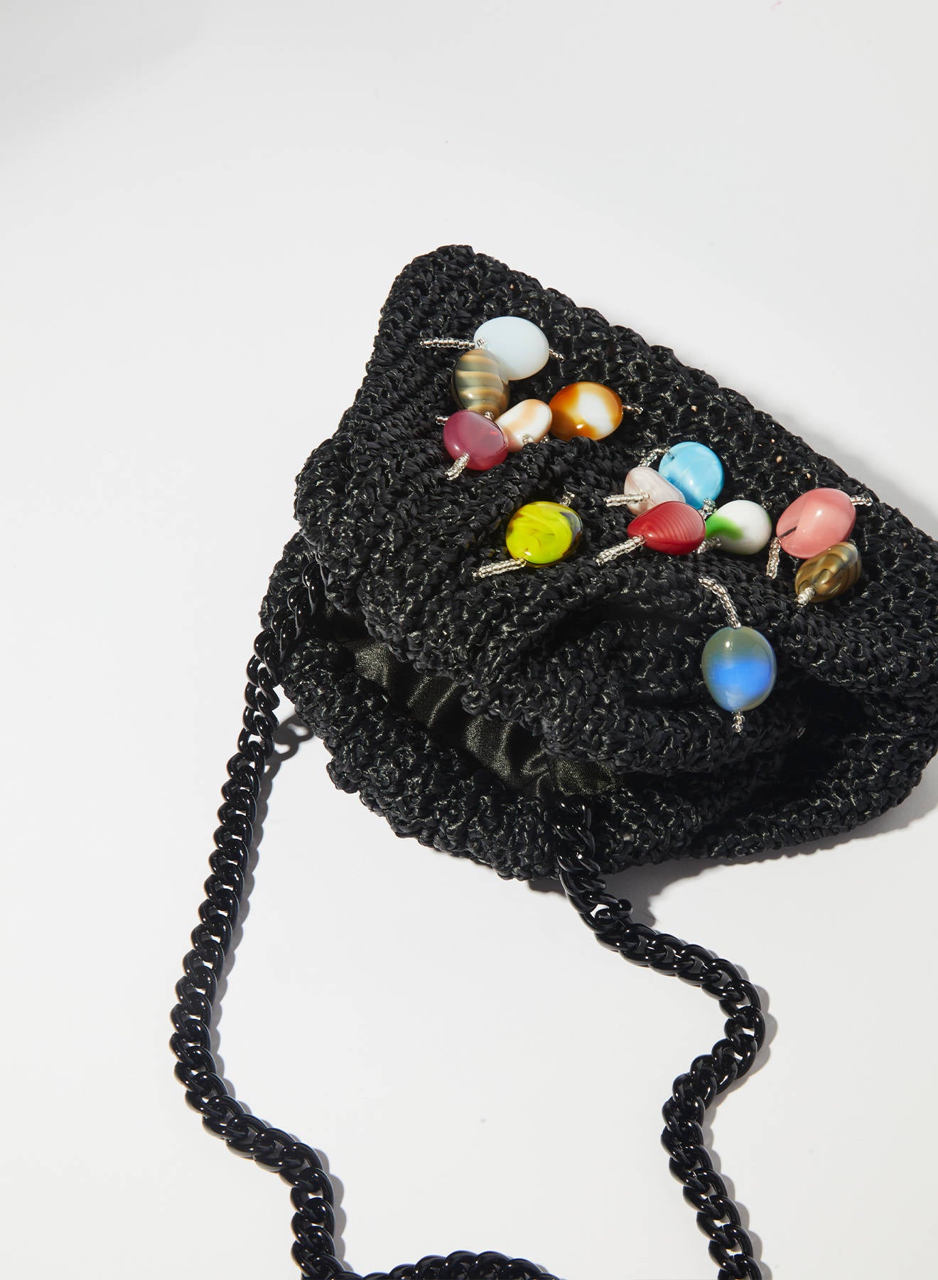 Maria la Rosa Orbita Mini Bag Clutch Schwarz Perlen