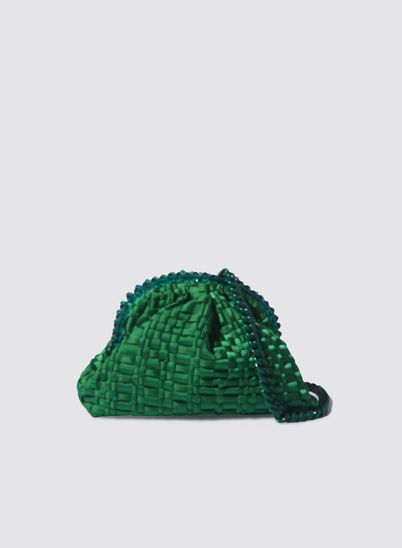 Maria la Rosa Crown Mini Bag Clutch Dunkelbraun geflochten