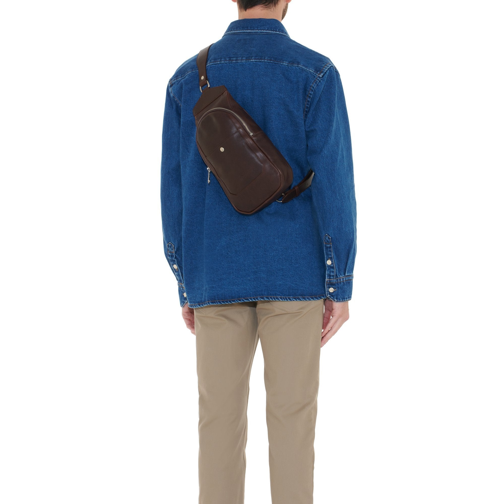 Il Bisonte Cosimo Sling-Rucksack Herren Leder kaffee