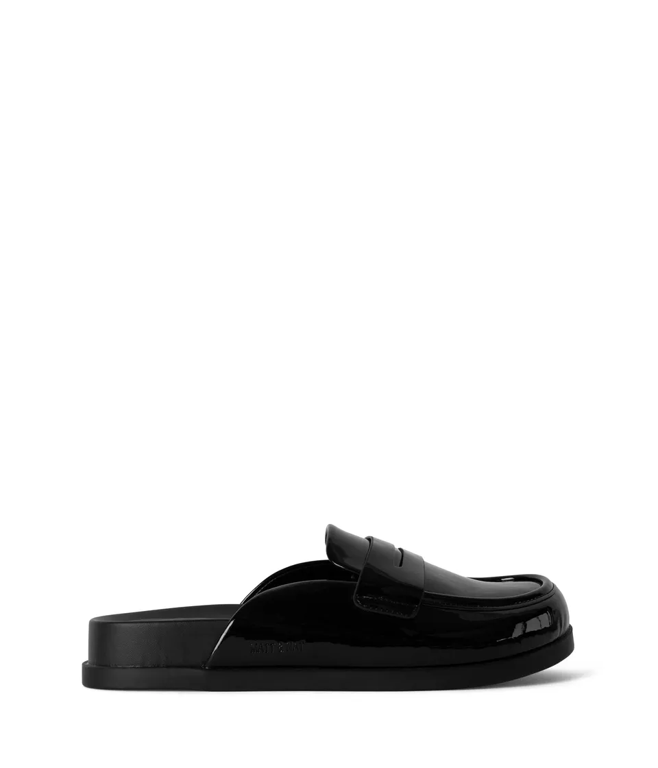 Matt & Nat Weil Mules Schwarz Lack vegan