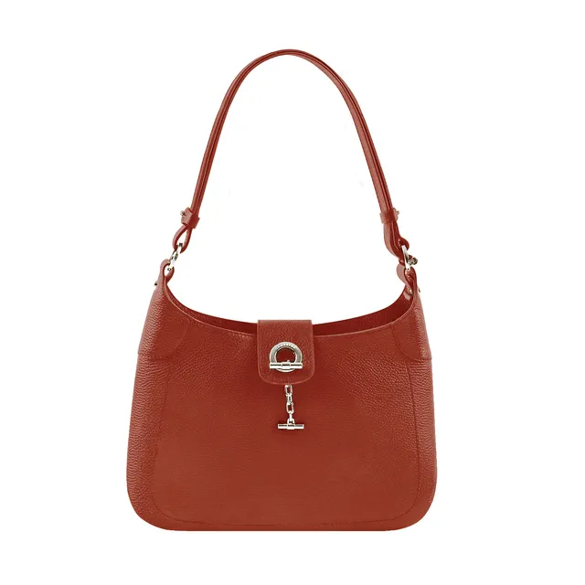 Lamarthe Paris Umhängetasche Rostrot Vollleder 32 cm