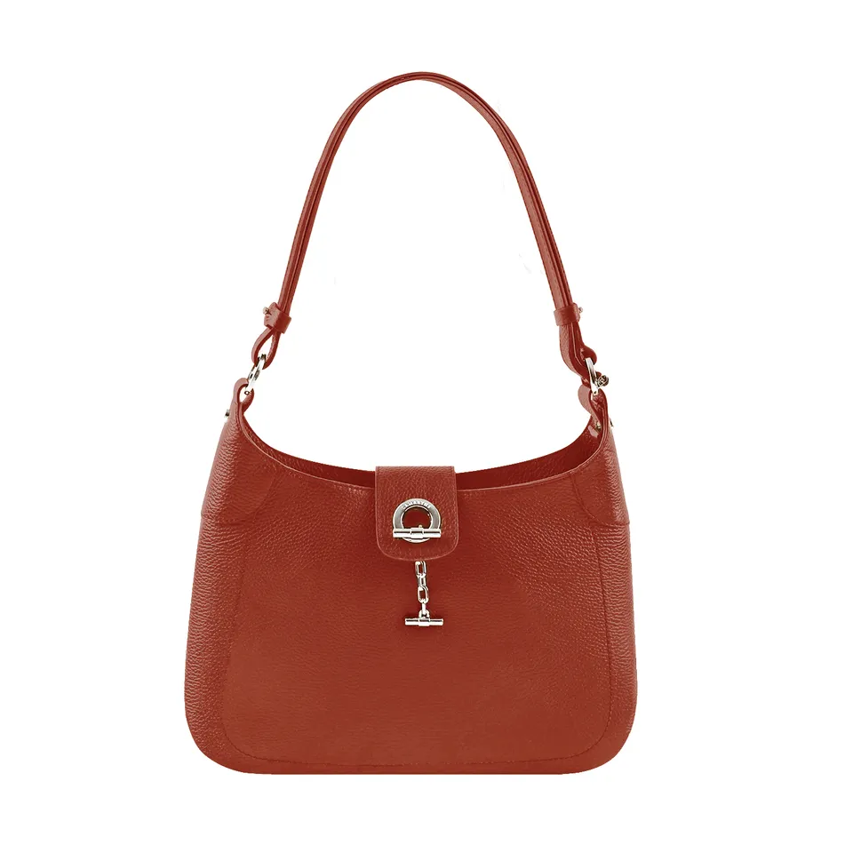 Lamarthe Paris Umhängetasche Rostrot Vollleder 32 cm