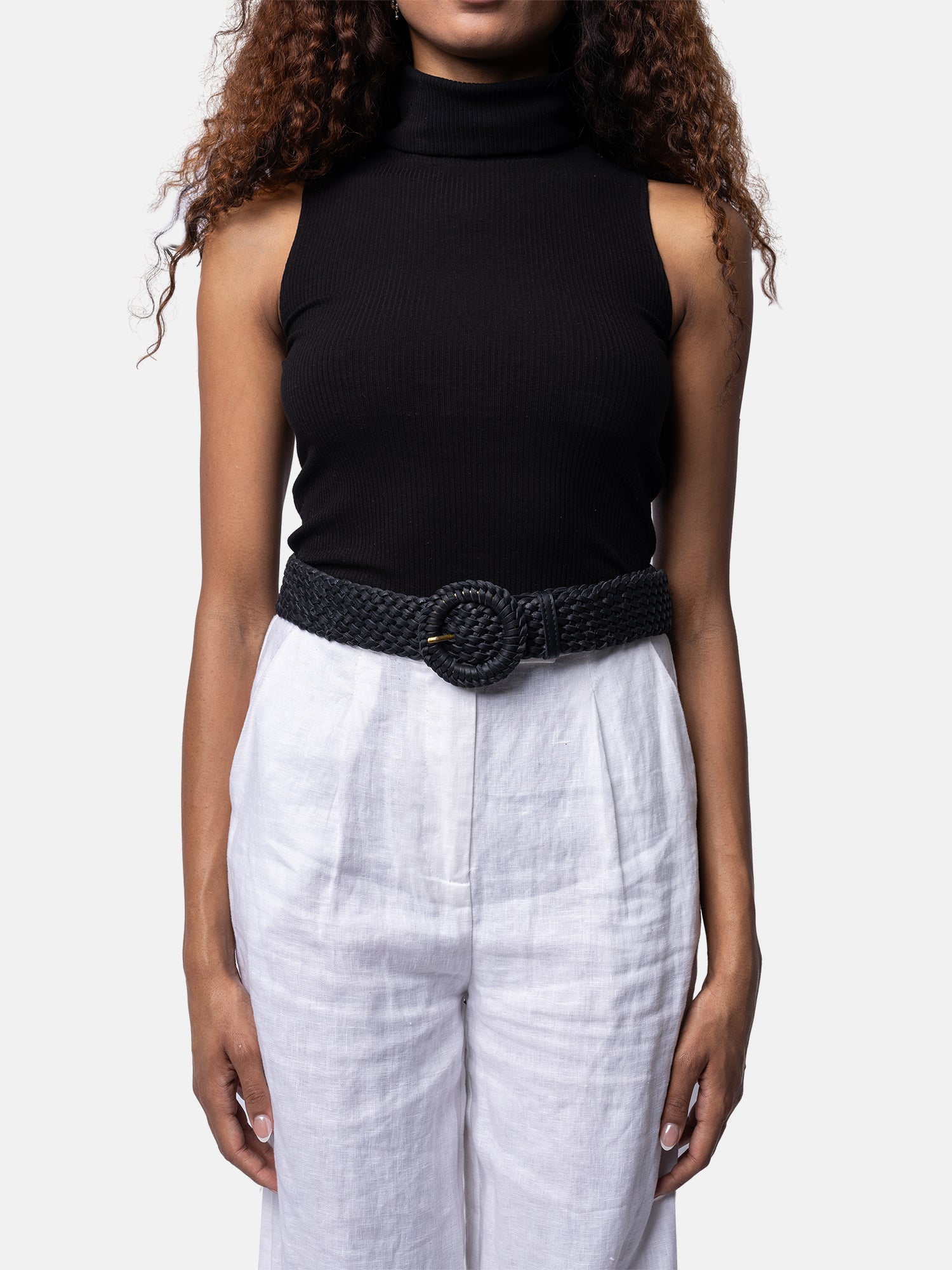 RE:DESIGNED Henley Flechtgürtel Schwarz Vollleder 5 cm