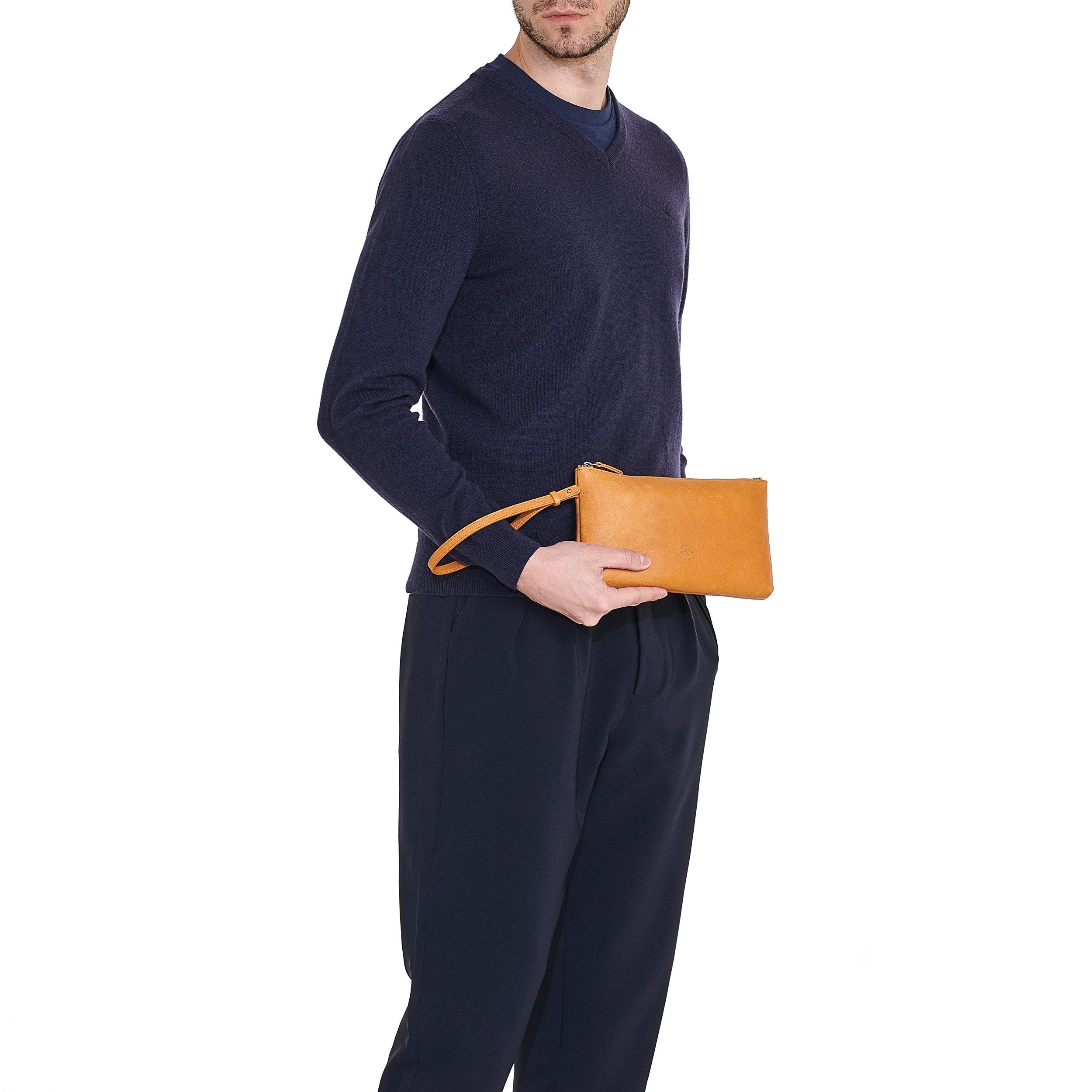 Il Bisonte Oriuolo Pochette Herren natur Vollleder