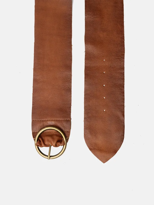RE:DESIGNED Hila Gürtel Walnut Vollleder 8 cm