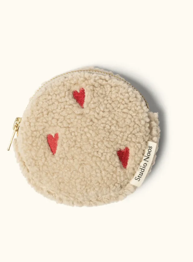 Studio Noos Teddy Portemonnaie Ecru Hearts bestickt