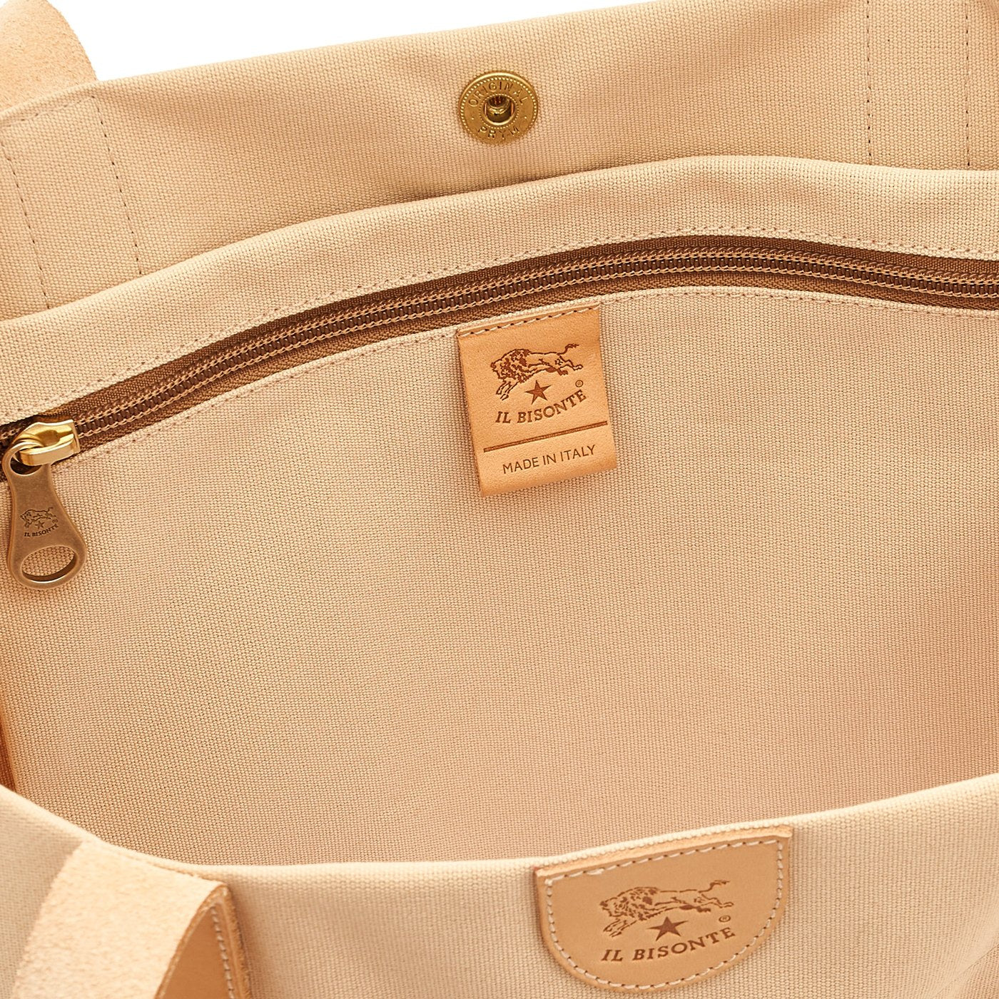 Il Bisonte Schultertasche naturale Canvas + Leder