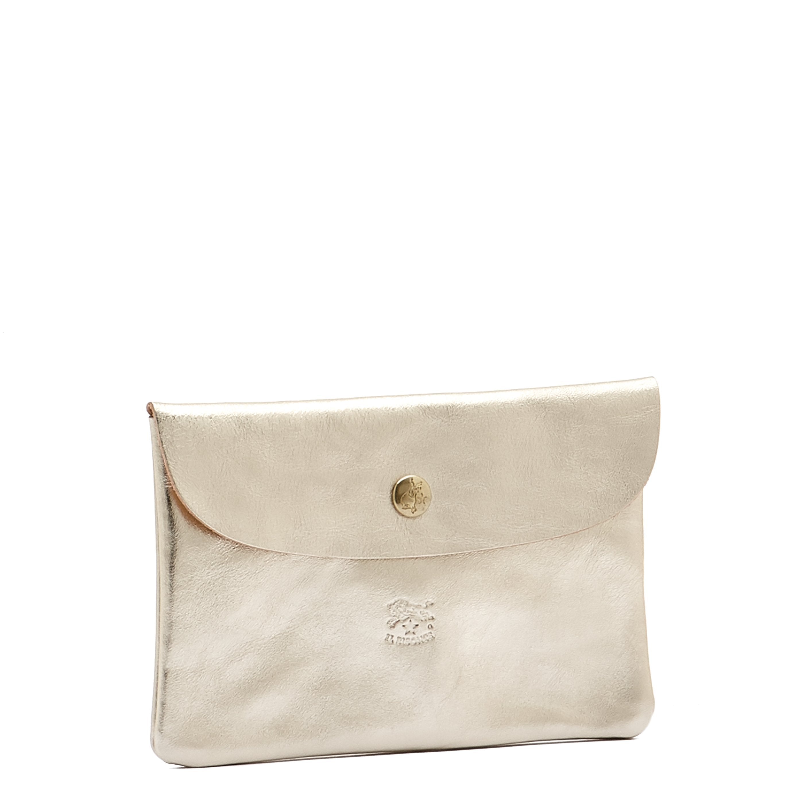 Il Bisonte Clutch Vollleder Platin Druckknopf