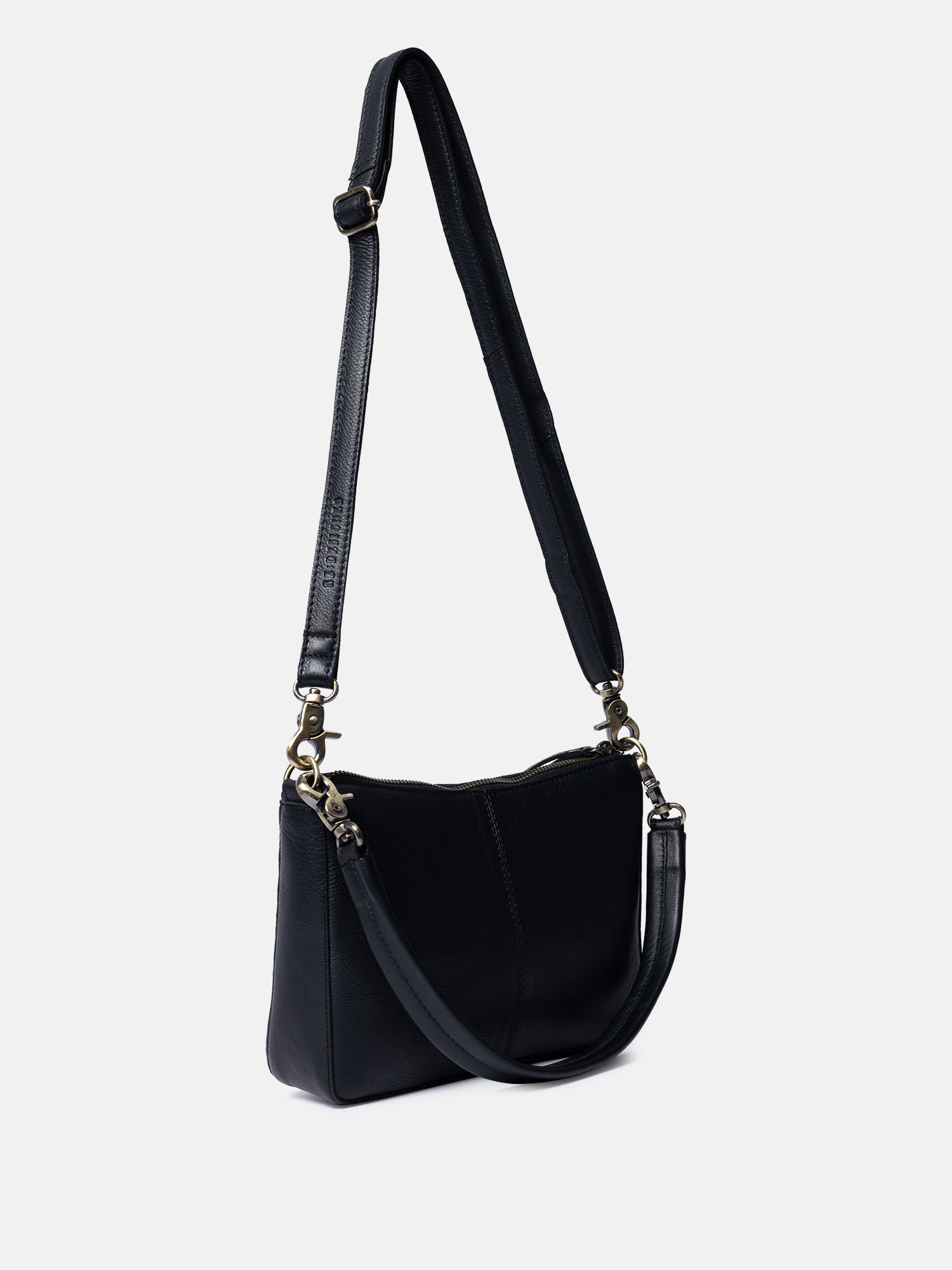 RE:DESIGNED Nada Umhängetasche Schwarz Vollleder klein