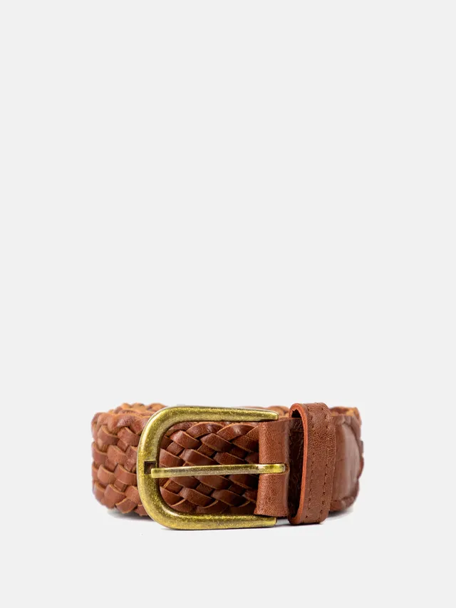 RE:DESIGNED Harper Gürtel Walnut Vollleder geflochten 3 cm