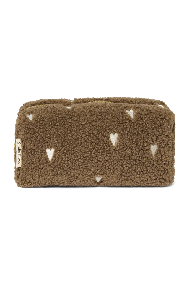 Studio Noos Teddy Pouch Brown Hearts Täschchen Braun