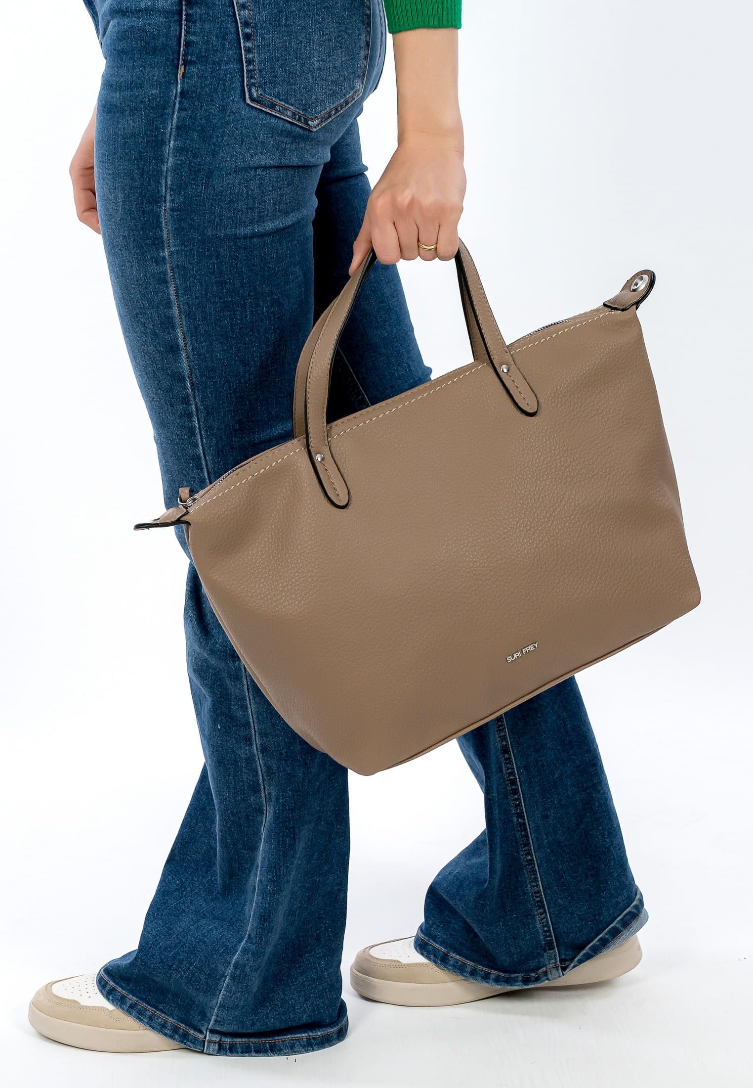 SURI FREY Henny City Shopper M Shopper Taupe Riemen