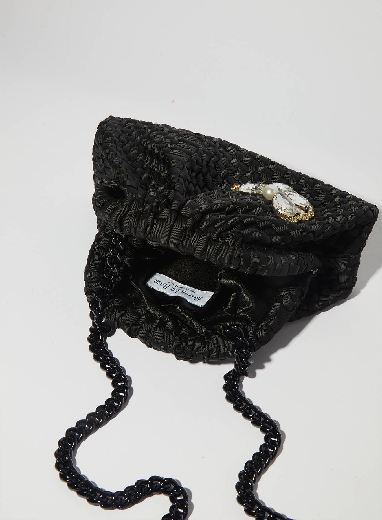 Maria la Rosa Lemon Mini Bag Clutch Schwarz Bandgewebe