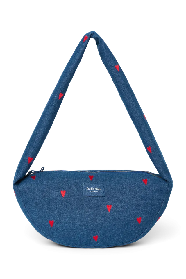Studio Noos Denim Mini Umhängetasche Dark Blue Herzen Denim