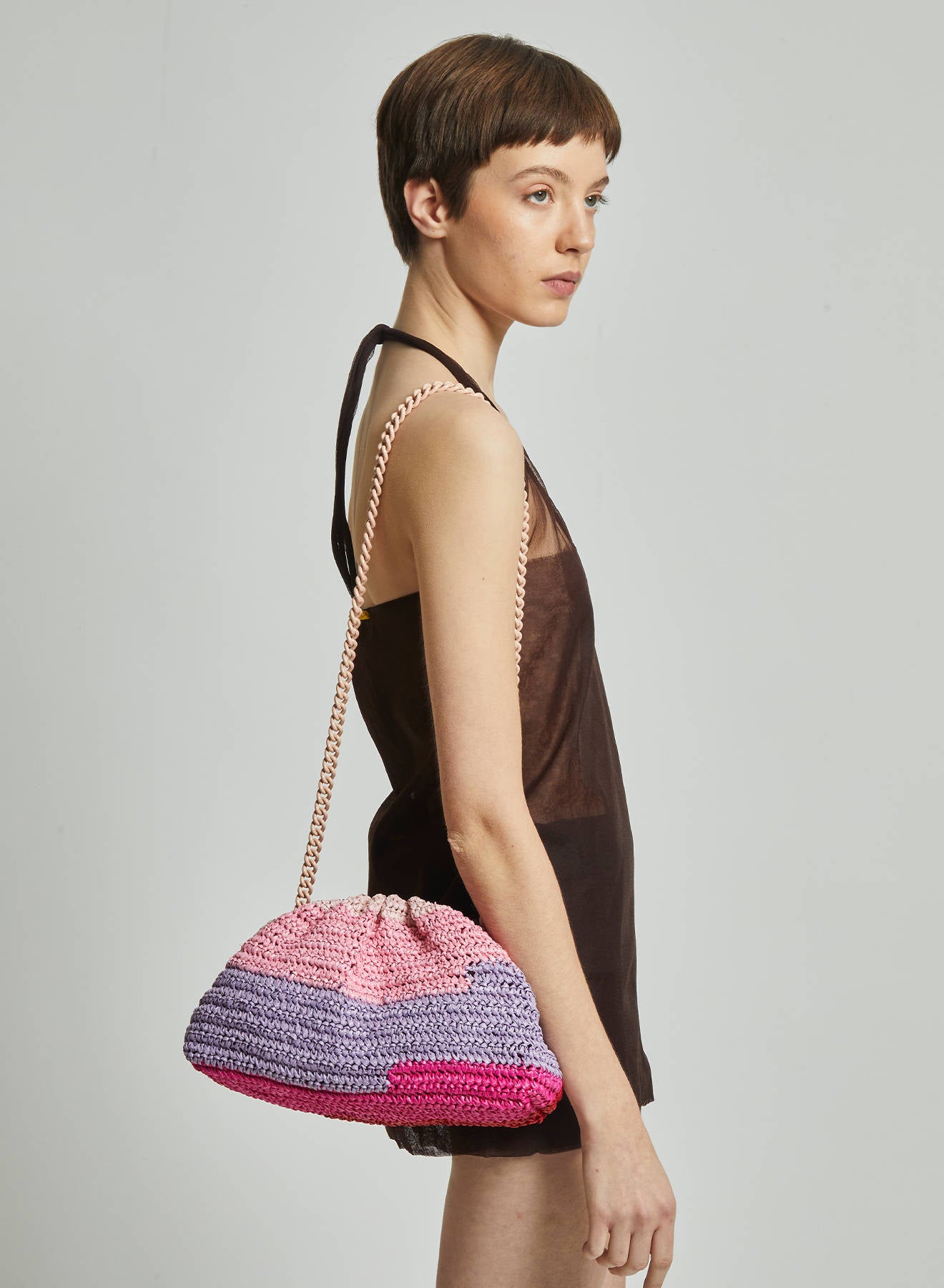 Maria la Rosa Layers Clutch Grün Crochet Kette