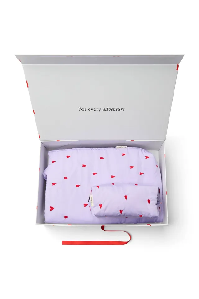 Studio Noos Classic Puffy Geschenkset Purple Hearts Tasche