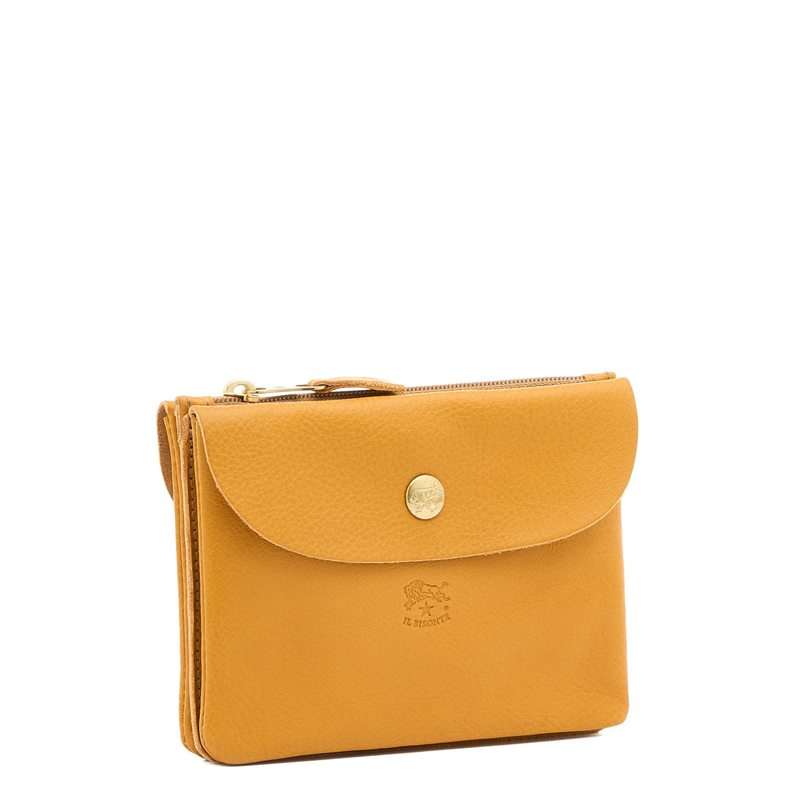 Il Bisonte Clutch Rindsleder gelb narciso Reissverschluss