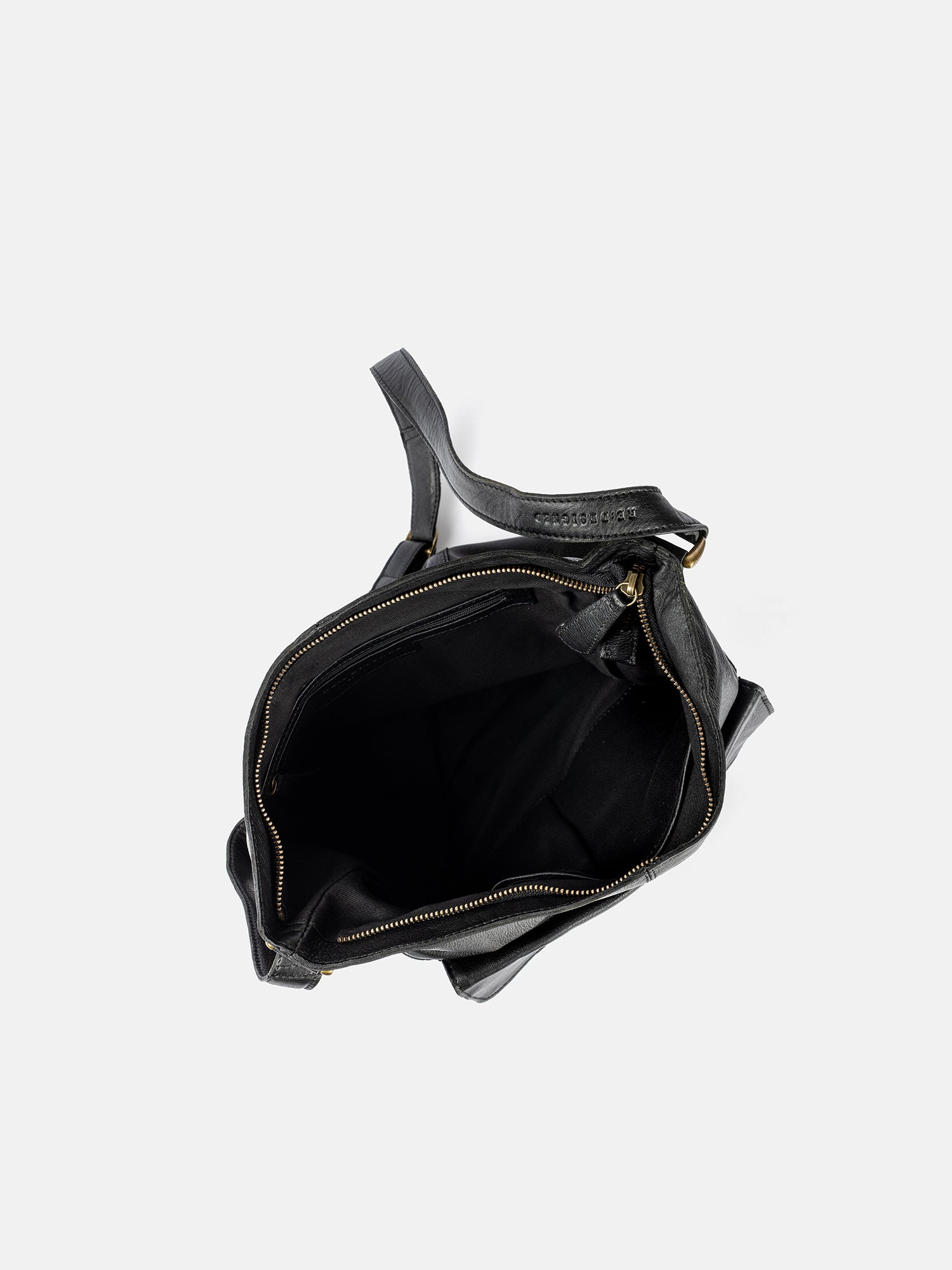 RE:DESIGNED 1656 Urban Umhängetasche Schwarz Vollleder