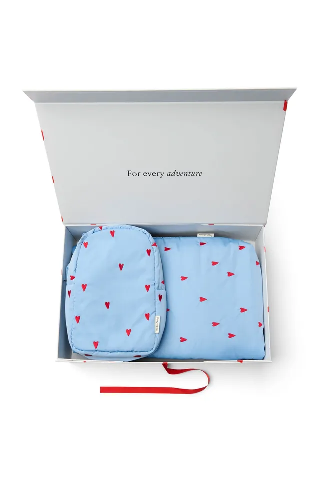 Studio Noos Puffy Geschenkset Light Blue Hearts Taschenset