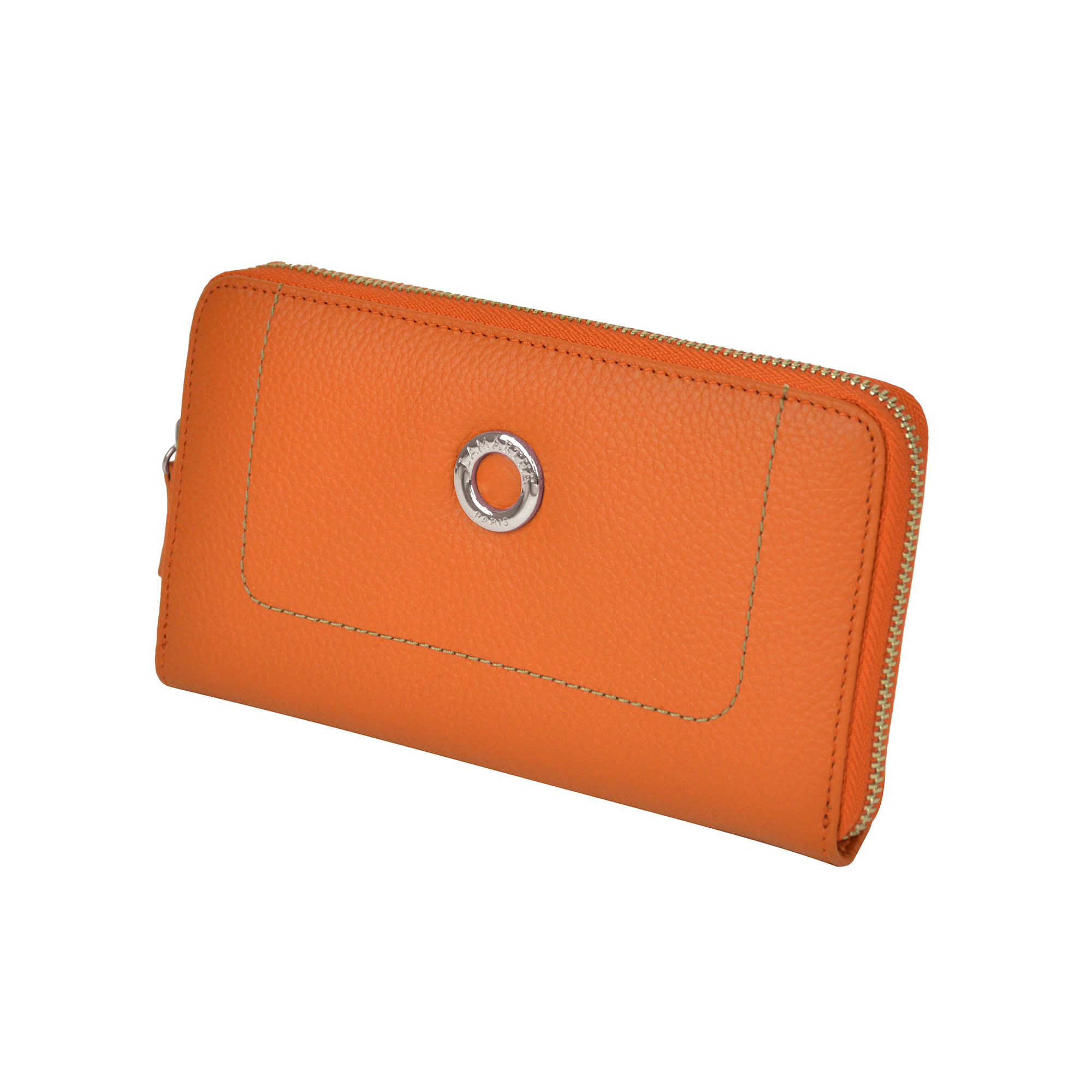 Lamarthe Paris Geldbörse Orange Spaltrindsleder