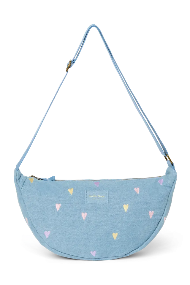 Studio Noos Denim Bauchtasche Light Blue Hearts verstellbar