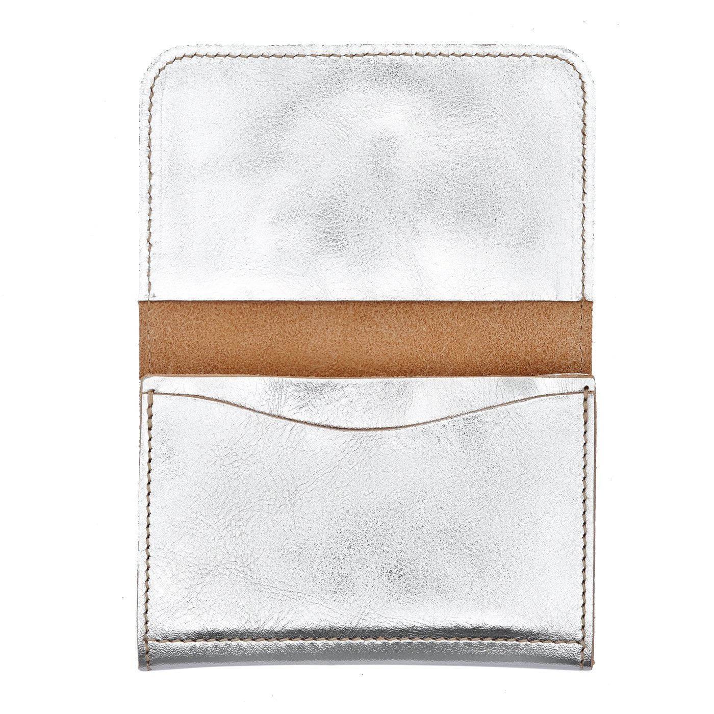 Il Bisonte Visitenkartenetui silber Metallic-Vollleder