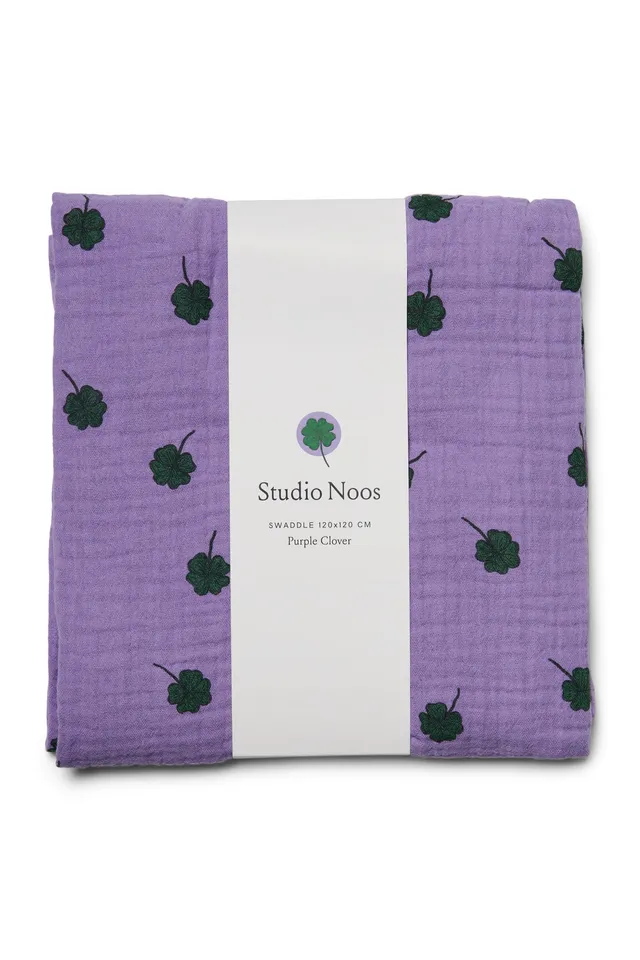 Studio Noos Swaddle Print Large Spucktuch Purple Clover