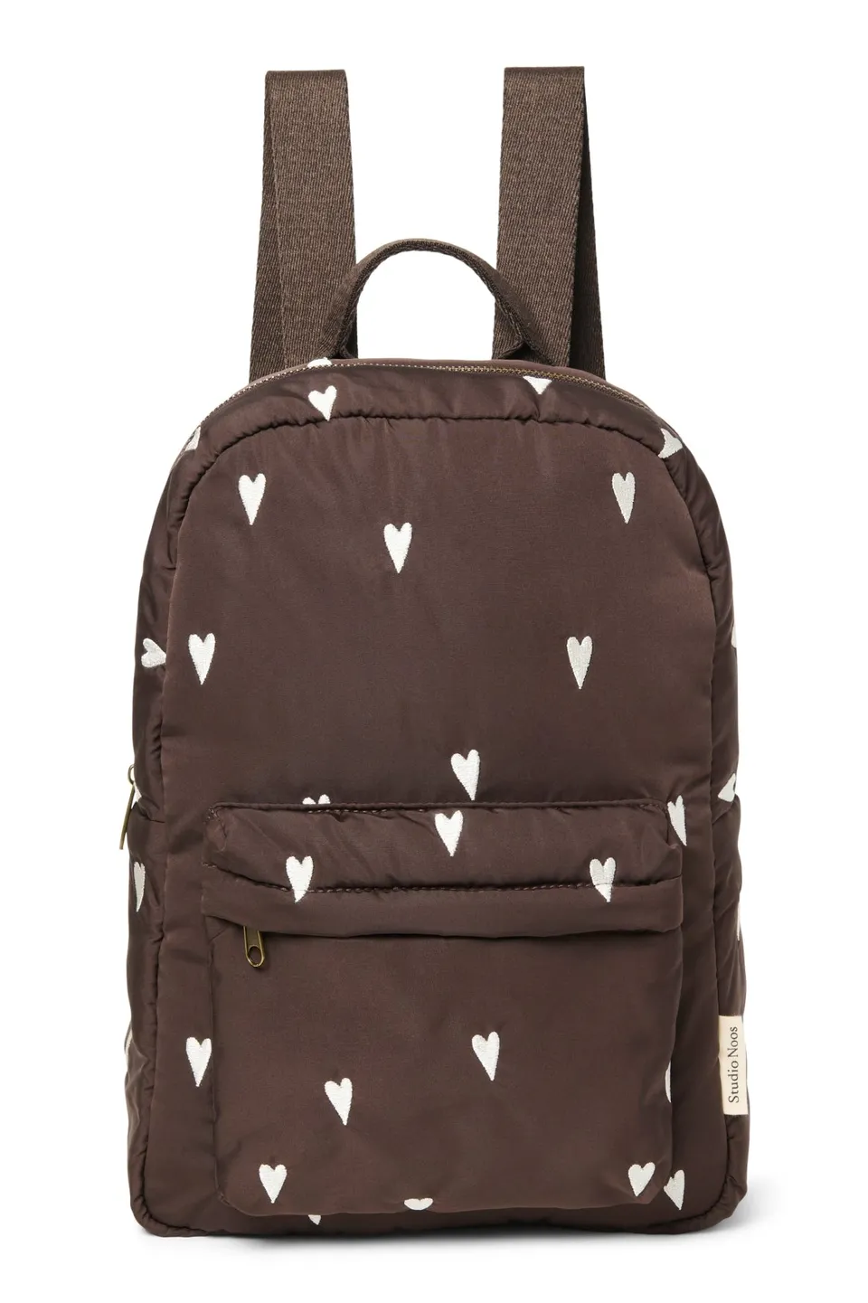 Studio Noos Puffy Midi Backpack Rucksack Brown Hearts Kinder