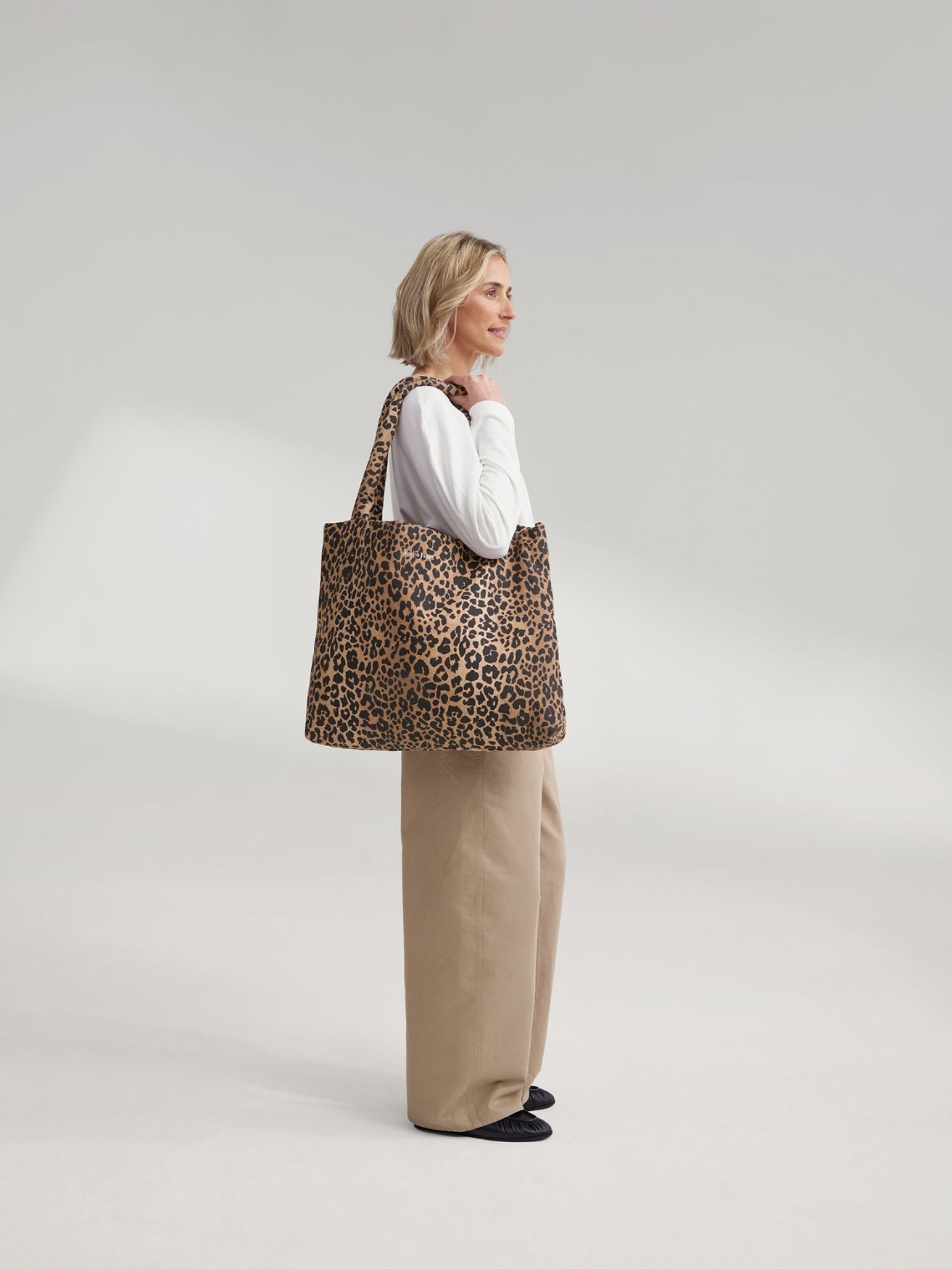 Studio Noos Cotton Mom Bag Shopper Braun Leopard Baumwolle