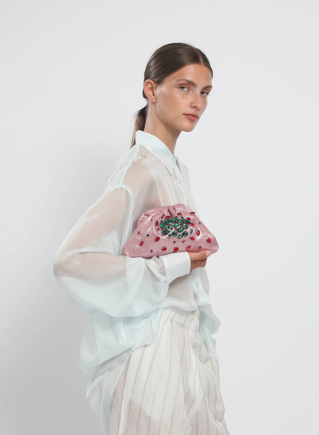 Maria la Rosa Meteora Mini Bag Clutch Blau bestickt