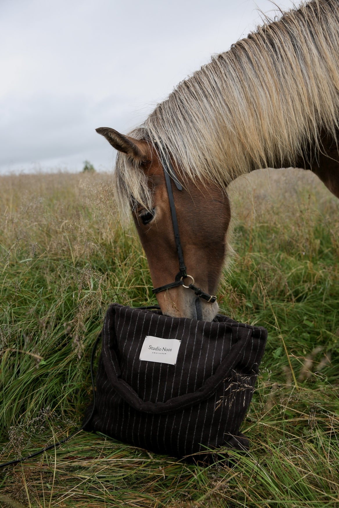 Studio Noos Flannel Chalkstripe Mom Bag Shopper Braun Flanell