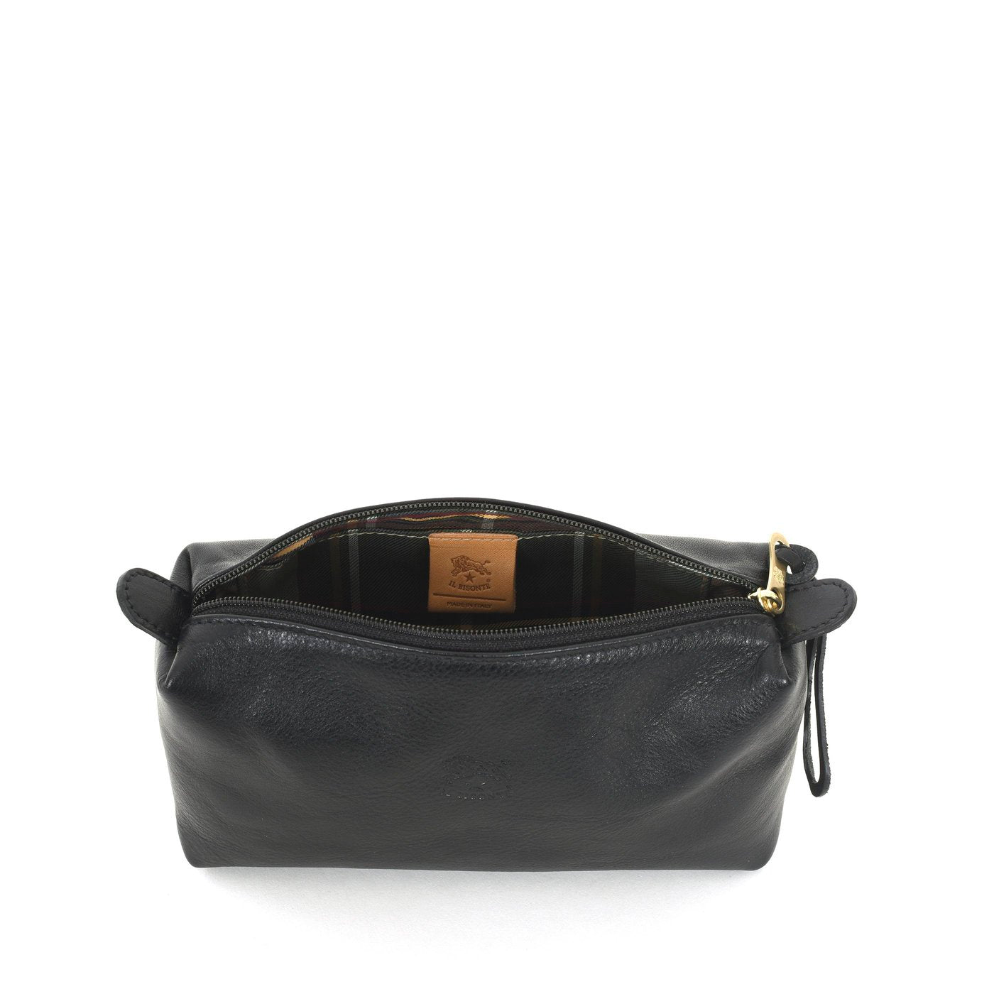 Il Bisonte Beauty Case Leder schwarz Kosmetiktasche