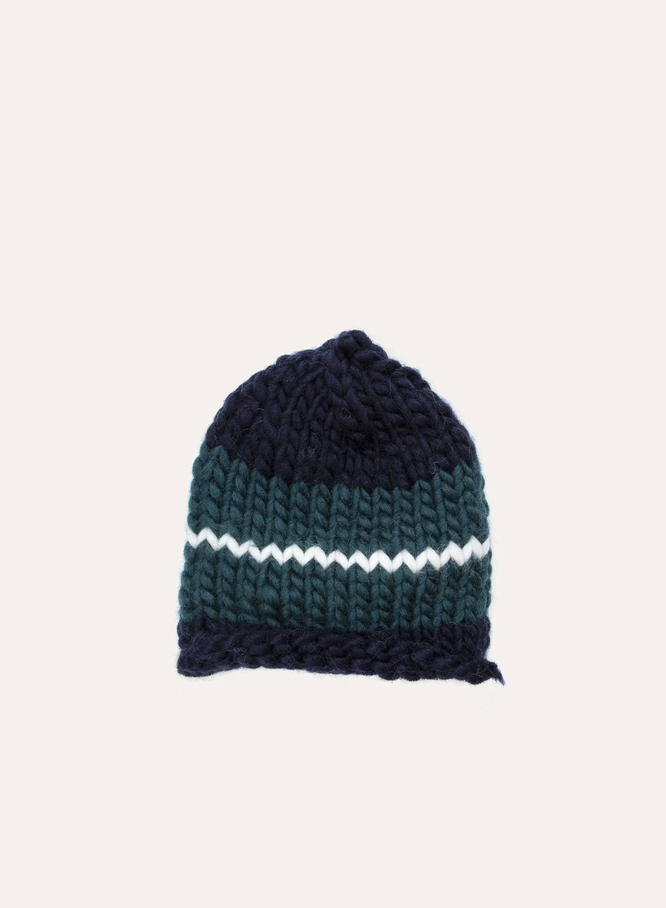 Maria la Rosa Beanie Stripe Mütze Wolle Natural
