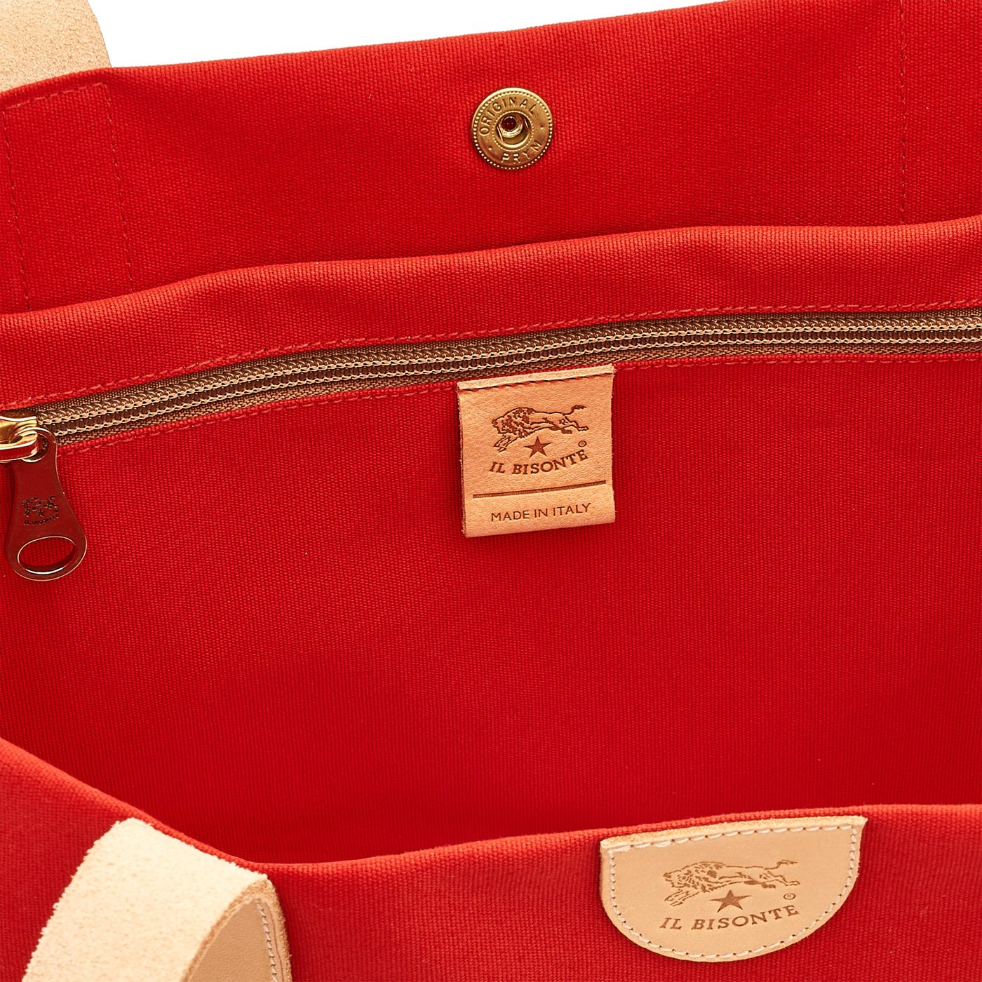 Il Bisonte Schultertasche Canvas rot-natur