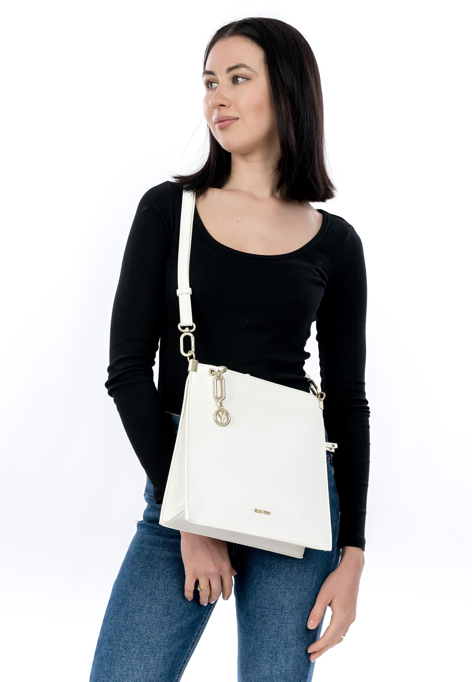 SURI FREY Gwenny Crossover Bag Umhängetasche Weiß Zipper