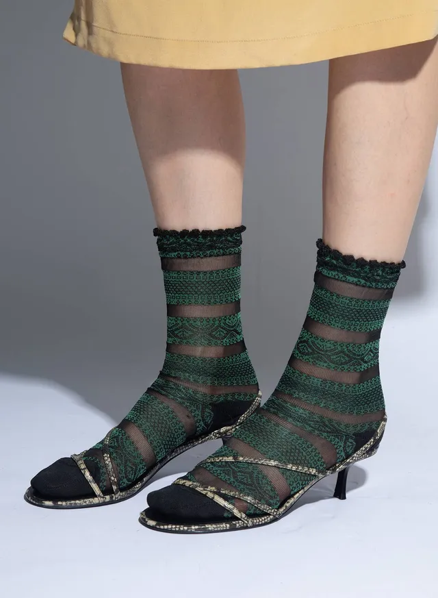 Maria la Rosa Lacy WSS26.05 Socken smaragd Jacquard