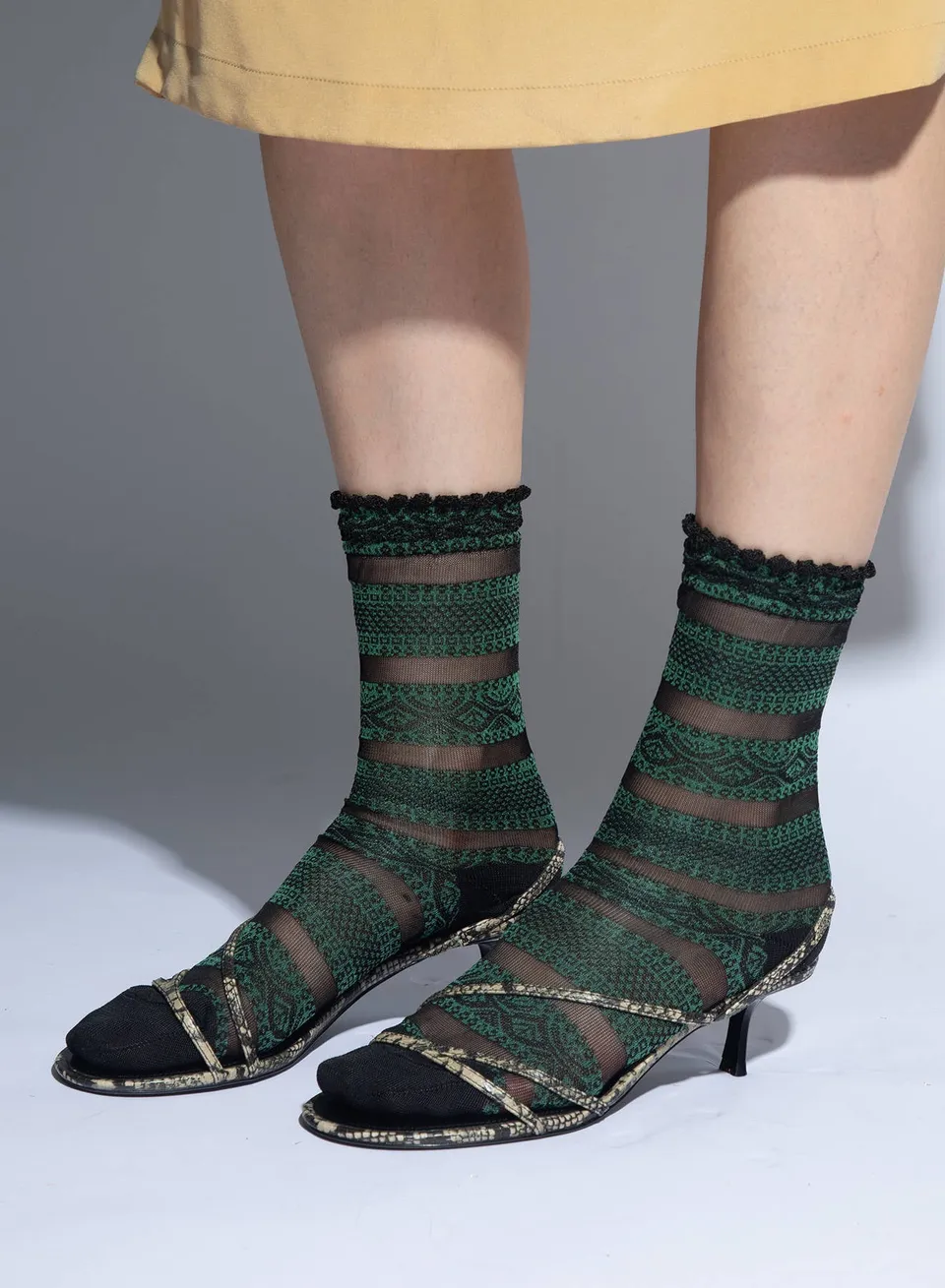 Maria la Rosa Lacy WSS26.05 Socken smaragd Jacquard