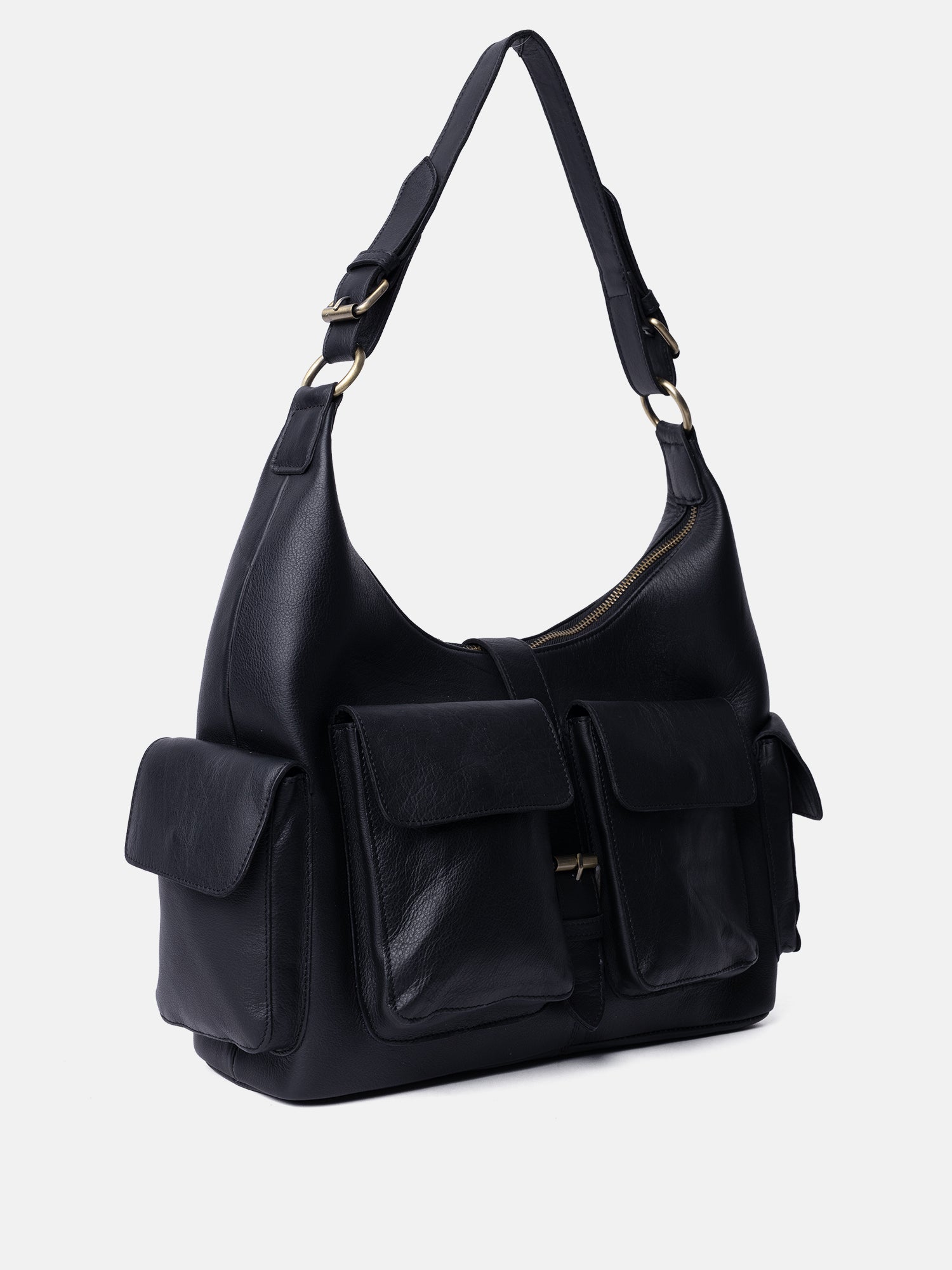 RE:DESIGNED Solvej Large Schultertasche Schwarz Fächer