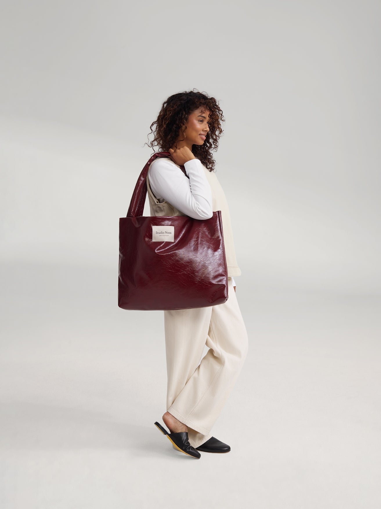 Studio Noos Vegan Mom Bag Shopper Burgundy Kunstleder