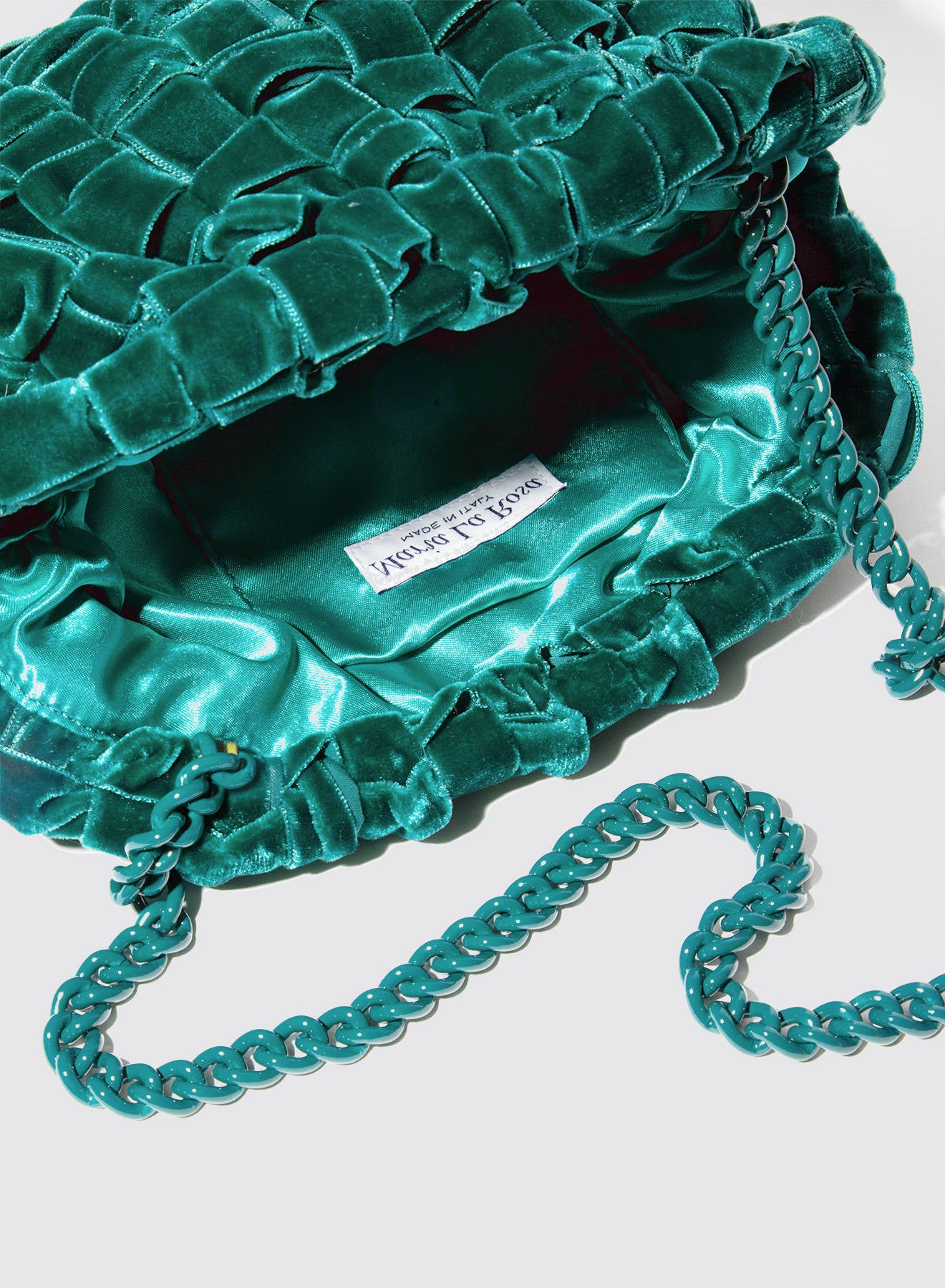 Maria la Rosa Velvet Game Clutch Ceruleo Samtband