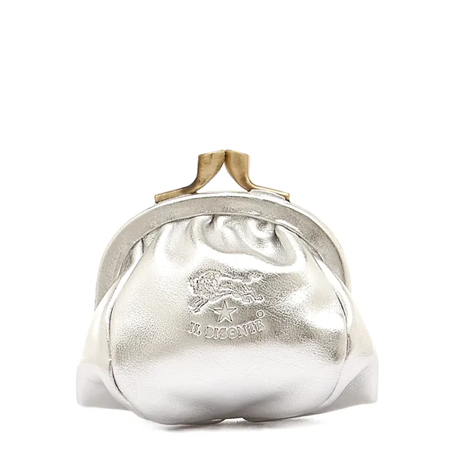 Il Bisonte Münzbeutel Silber Metallic Leder