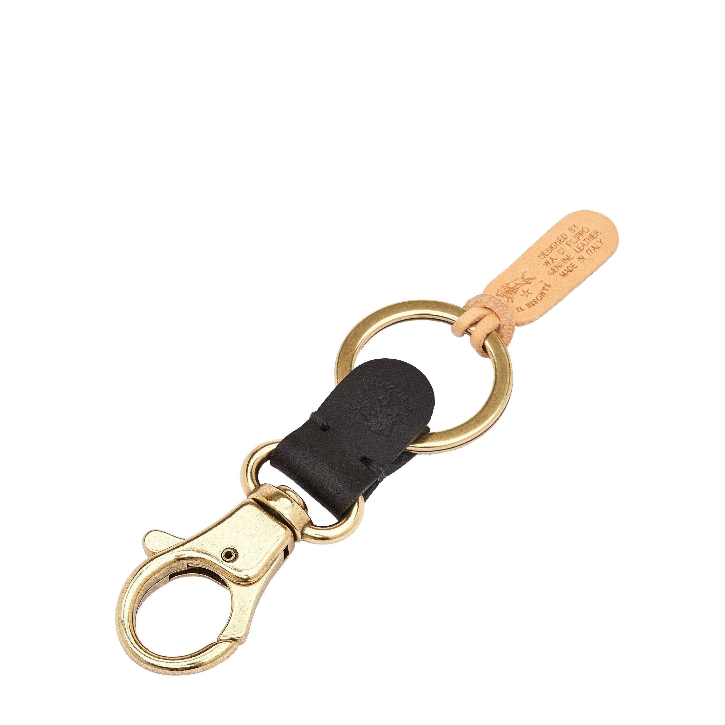 Il Bisonte Schlüsselanhänger Leder schwarz mit Karabiner