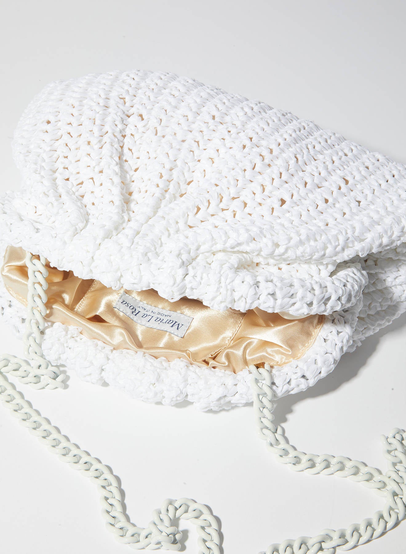 Maria la Rosa Game Crochet Solid Bag Clutch Raffia OS
