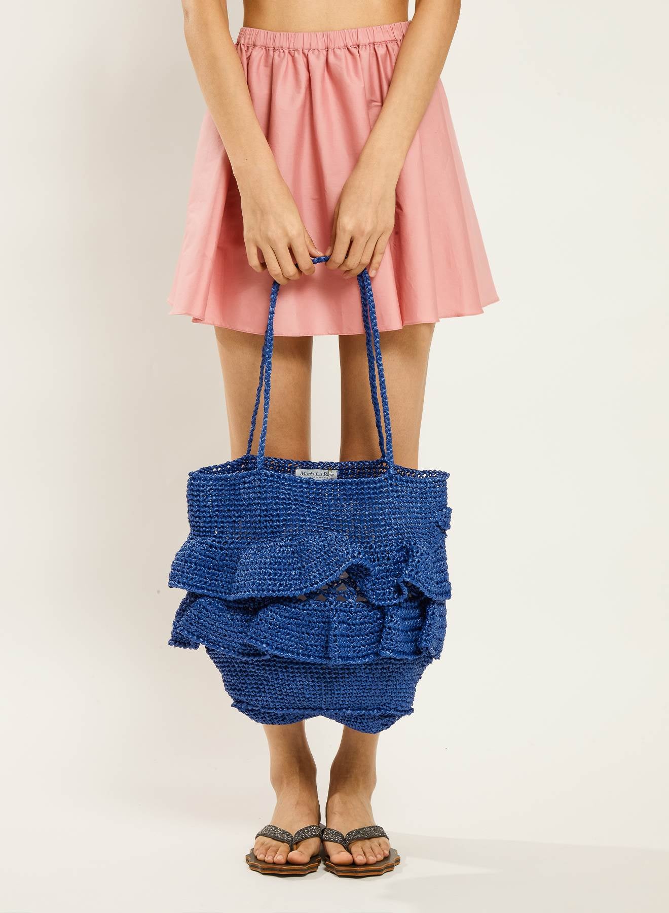 Maria la Rosa Blow SH013 Umhängetasche Blau Raffia