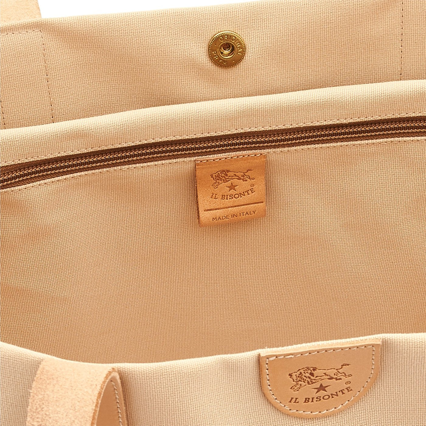 Il Bisonte Shopper Stoff Natur Leder Pouch