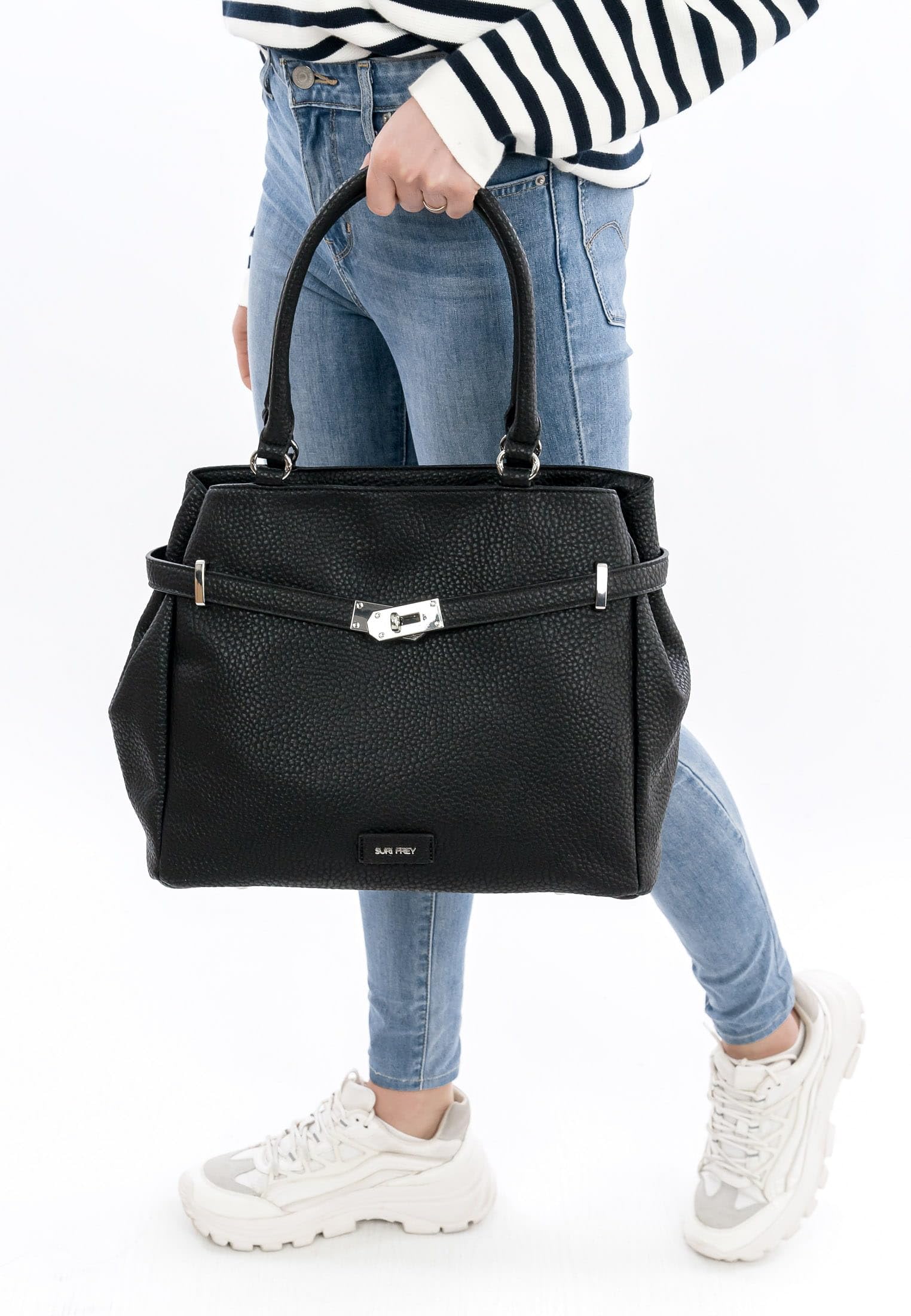SURI FREY Leony Cityshopper M Handtasche Black genarbt