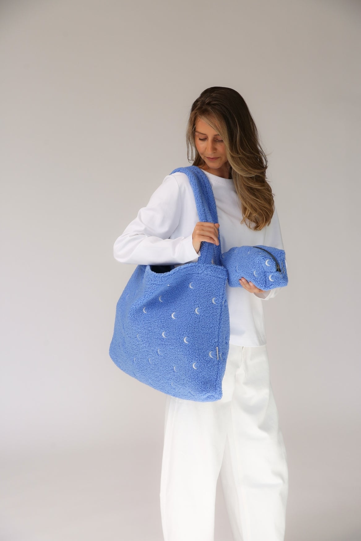 Studio Noos Teddy Pouch Light Blue Moon Kosmetiktasche