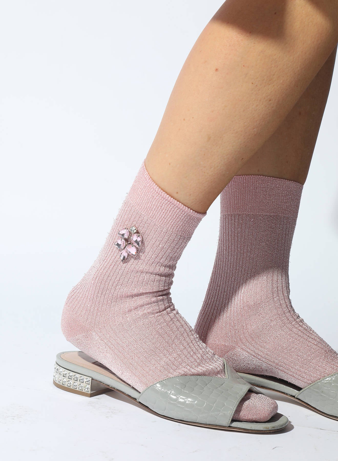 Maria la Rosa Rio Socken Pink Glitzerstrick