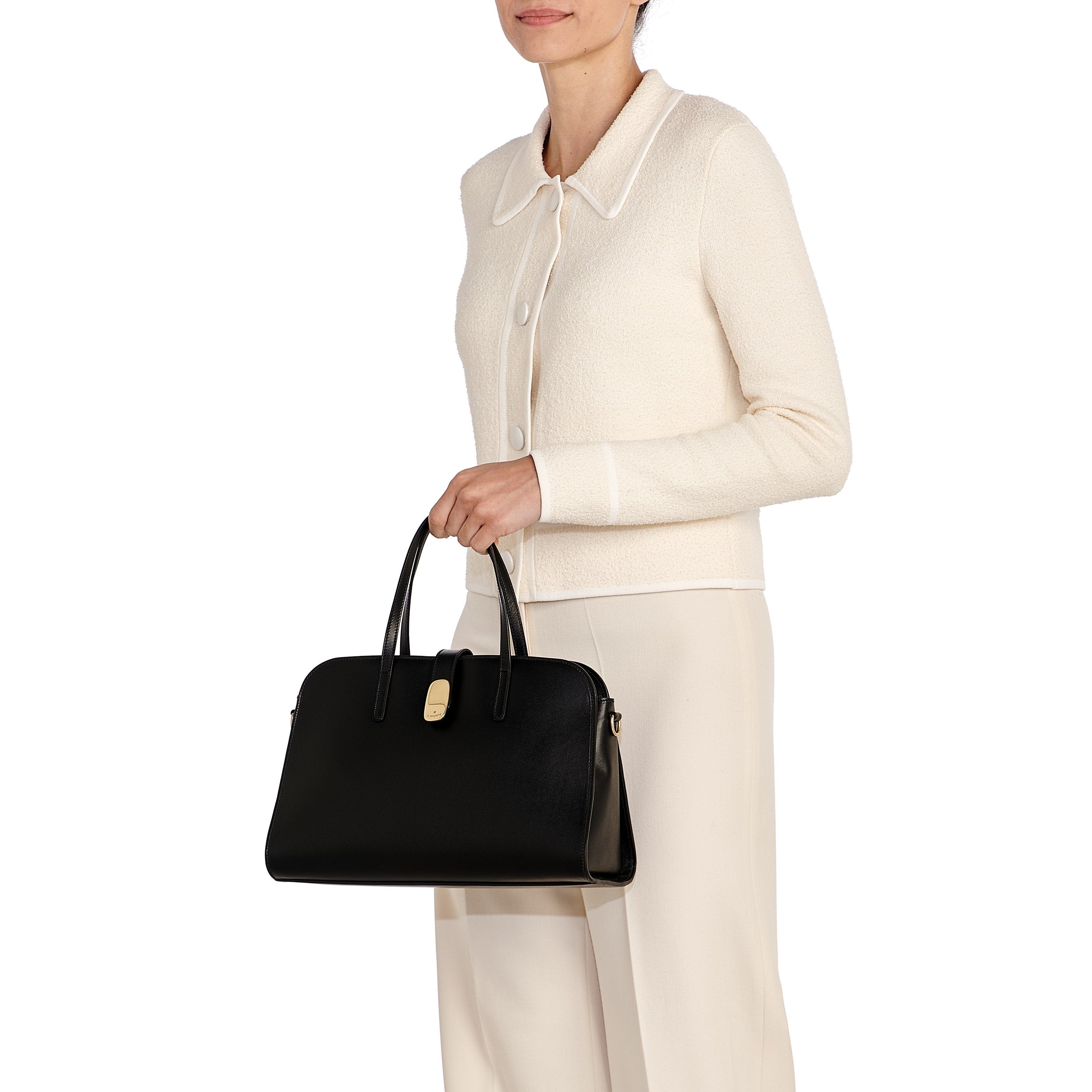 Il Bisonte Atelier Handtasche Schwarz Vollleder